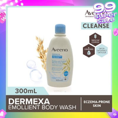 AVEENO Dermexa Daily Emollient Body Wash (Gently Cleanse And Soothe Extra Dry Eczema-Prone Skin) 300ml