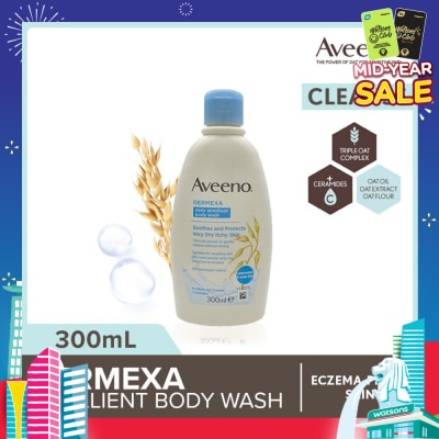 AVEENO Dermexa Daily Emollient Body Wash (Gently Cleanse And Soothe Extra Dry Eczema-Prone Skin) 300ml