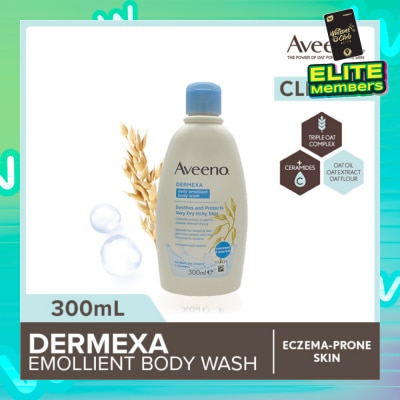 AVEENO Dermexa Daily Emollient Body Wash (Gently Cleanse And Soothe Extra Dry Eczema-Prone Skin) 300ml