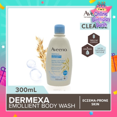 AVEENO Dermexa Daily Emollient Body Wash (Gently Cleanse And Soothe Extra Dry Eczema-Prone Skin) 300ml