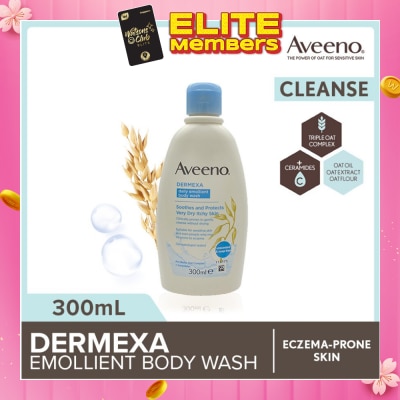 AVEENO Dermexa Daily Emollient Body Wash (Gently Cleanse And Soothe Extra Dry Eczema-Prone Skin) 300ml