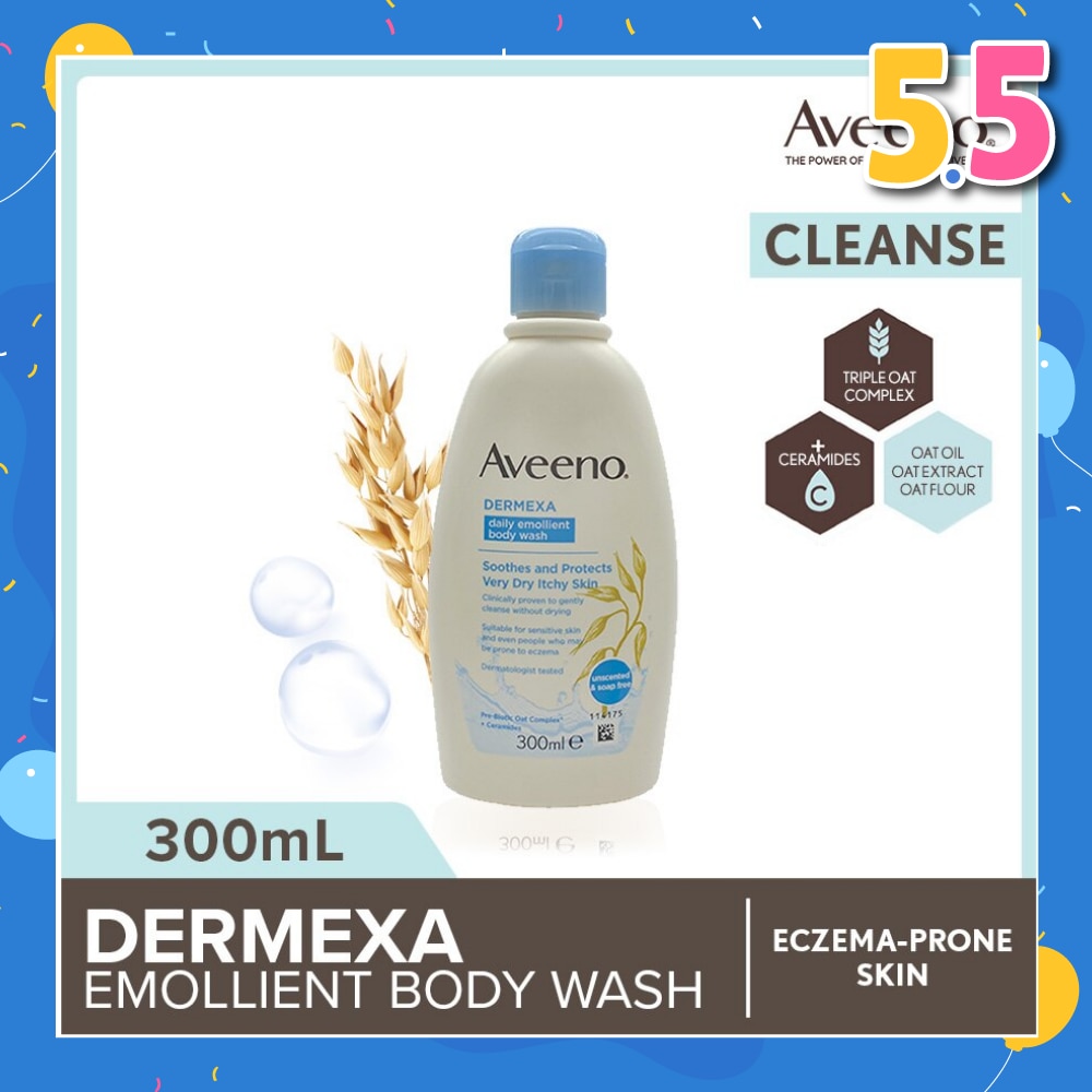 Dermexa Daily Emollient Body Wash (Gently Cleanse And Soothe Extra Dry Eczema-Prone Skin) 300ml