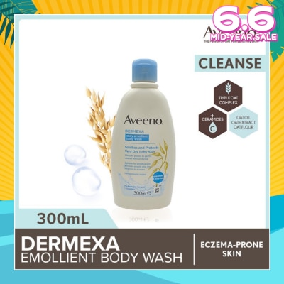 AVEENO Dermexa Daily Emollient Body Wash (Gently Cleanse And Soothe Extra Dry Eczema-Prone Skin) 300ml
