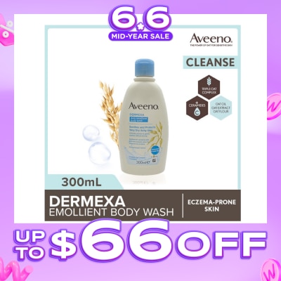 AVEENO - Dermexa Daily Emollient Body Wash (Gently Cleanse And Soothe Extra Dry Eczema-Prone Skin) 300ml