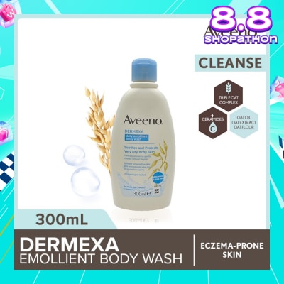 AVEENO Dermexa Daily Emollient Body Wash (Gently Cleanse And Soothe Extra Dry Eczema-Prone Skin) 300ml