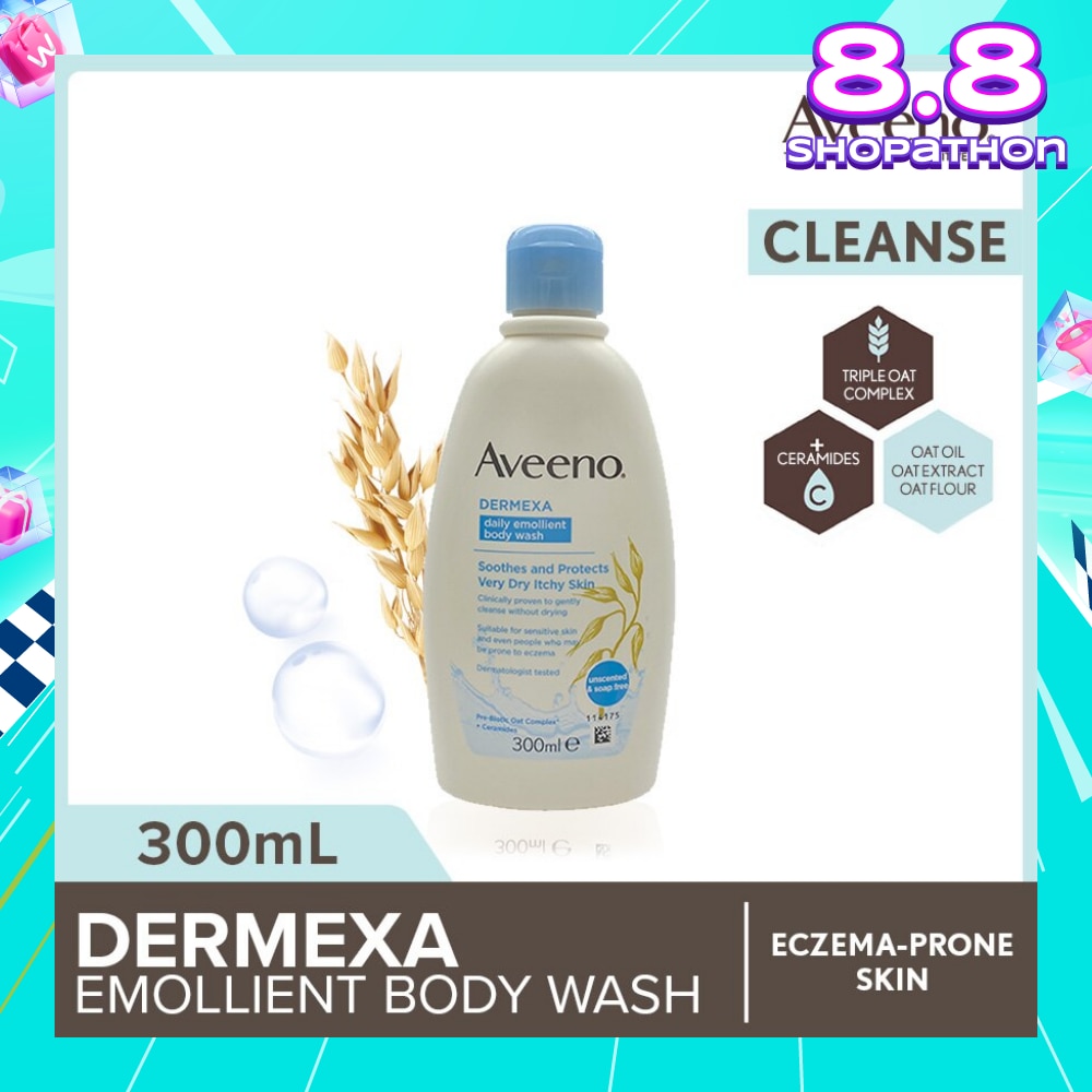 Dermexa Daily Emollient Body Wash (Gently Cleanse And Soothe Extra Dry Eczema-Prone Skin) 300ml