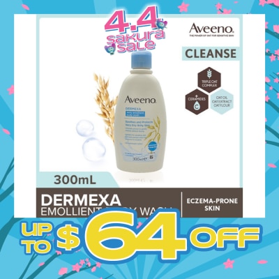 AVEENO - Dermexa Daily Emollient Body Wash (Gently Cleanse And Soothe Extra Dry Eczema-Prone Skin) 300ml
