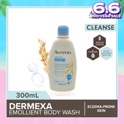 AVEENO Dermexa Daily Emollient Body Wash (Gently Cleanse And Soothe Extra Dry Eczema-Prone Skin) 300ml