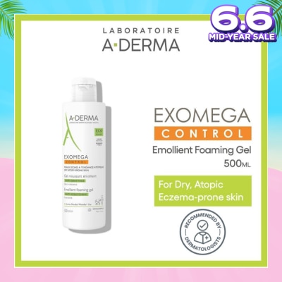 ADERMA Exomega Emollient Cleanses Soothes & Protects Foaming Gel (For Atopic & Dry Skin) 500ml