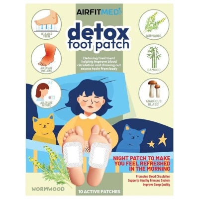 AIRFIT MEDI Detox Foot Patch Wormwood (To Improve Blood Circulation & Drawing Out Excess Toxin From Body) 10s