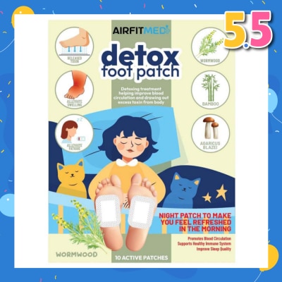 AIRFIT MEDI Detox Foot Patch Wormwood (To Improve Blood Circulation & Drawing Out Excess Toxin From Body) 10s