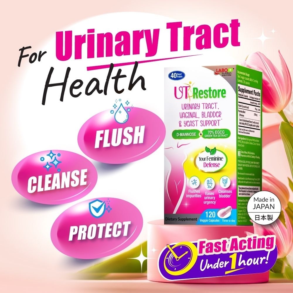 UTRestore Urinary Tract Support with D-Mannose & EGCG Green Tea Extract Veggie Capsules 120s image