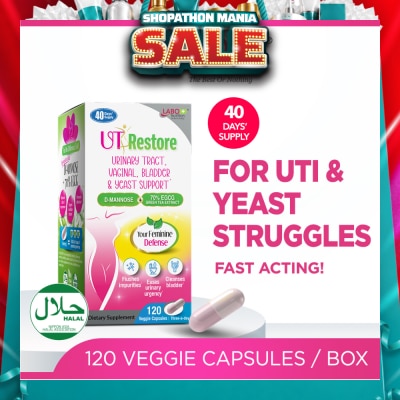 LABO NUTRITION - UTRestore Urinary Tract, Vaginal, Bladder & Yeast Support Dietary Supplement Veggie Capsules (With D-Mannose & EGCG Green Tea Extract) 120s