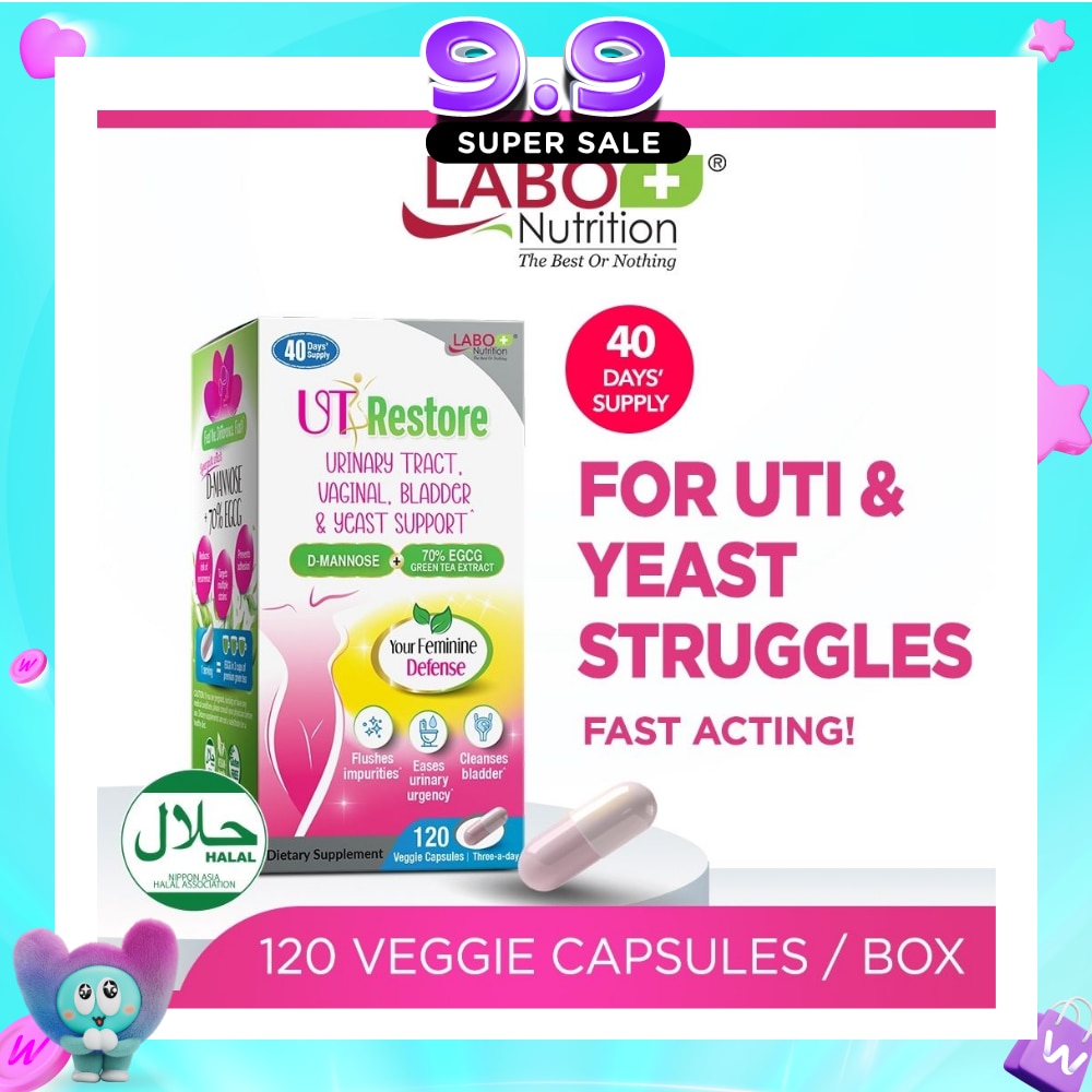 UTRestore Urinary Tract Support with D-Mannose & EGCG Green Tea Extract Veggie Capsules 120s image