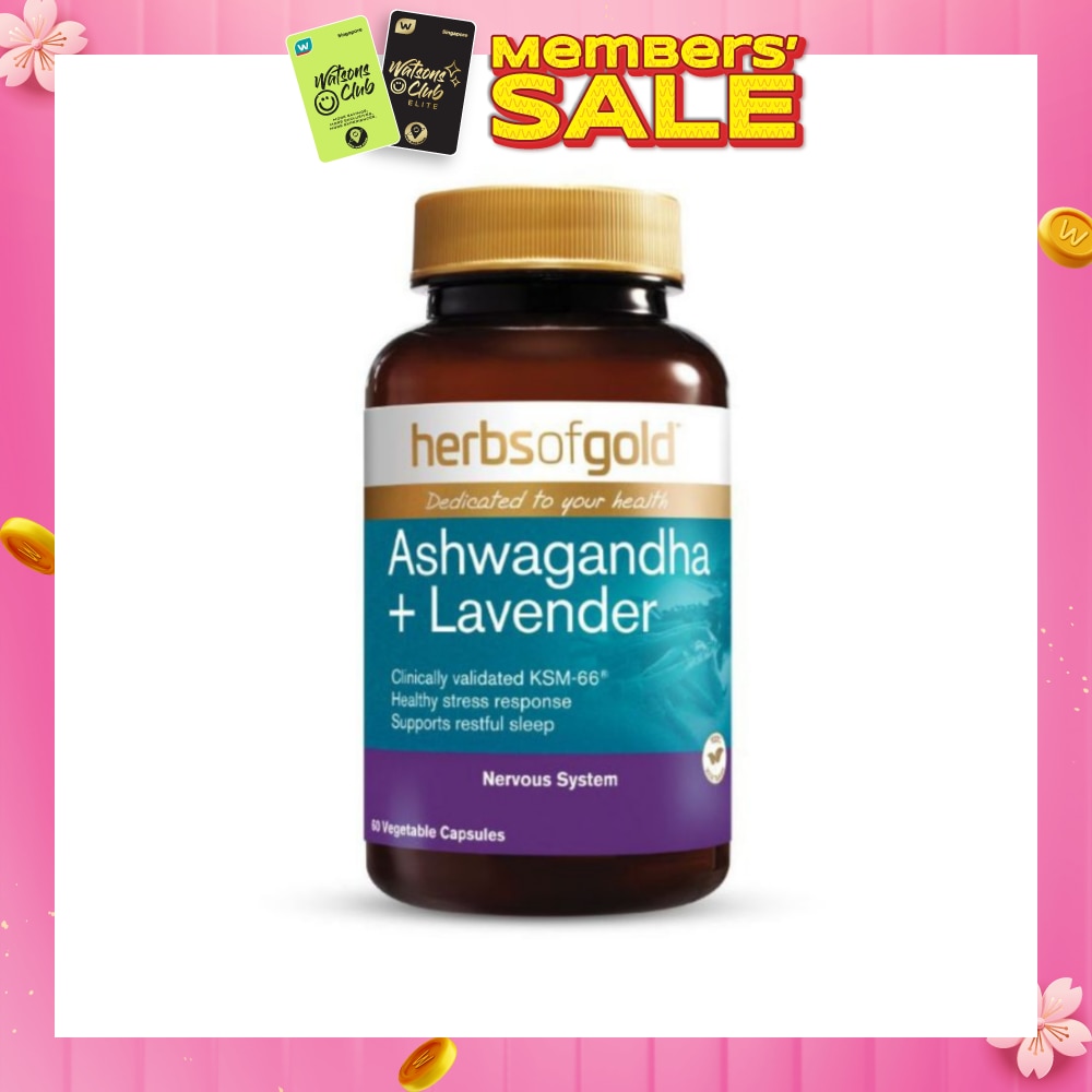 Ashwagandha + Lavender Vegetable Capsule (For Mental Wellness, Stress Relief, Relaxation & Sleep) 60s