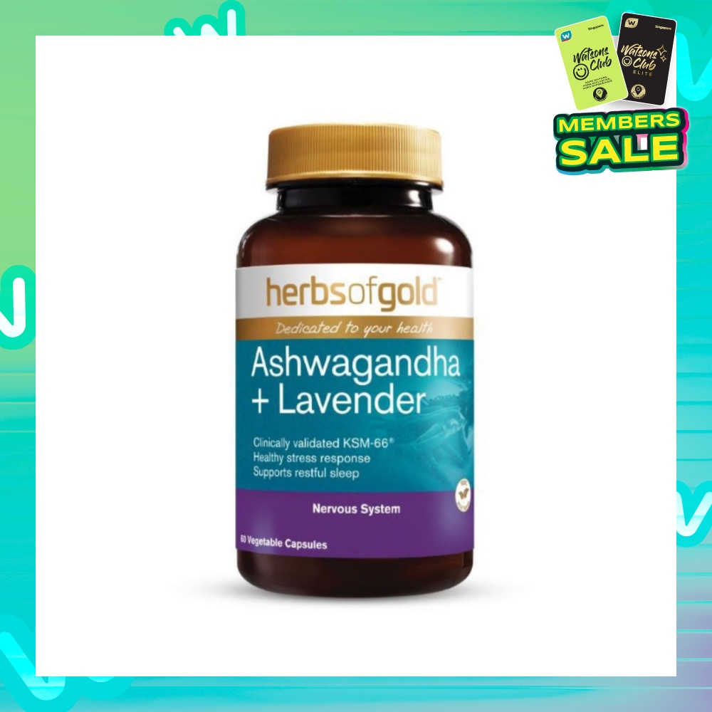 Ashwagandha + Lavender Vegetable Capsule (For Mental Wellness, Stress Relief, Relaxation & Sleep) 60s