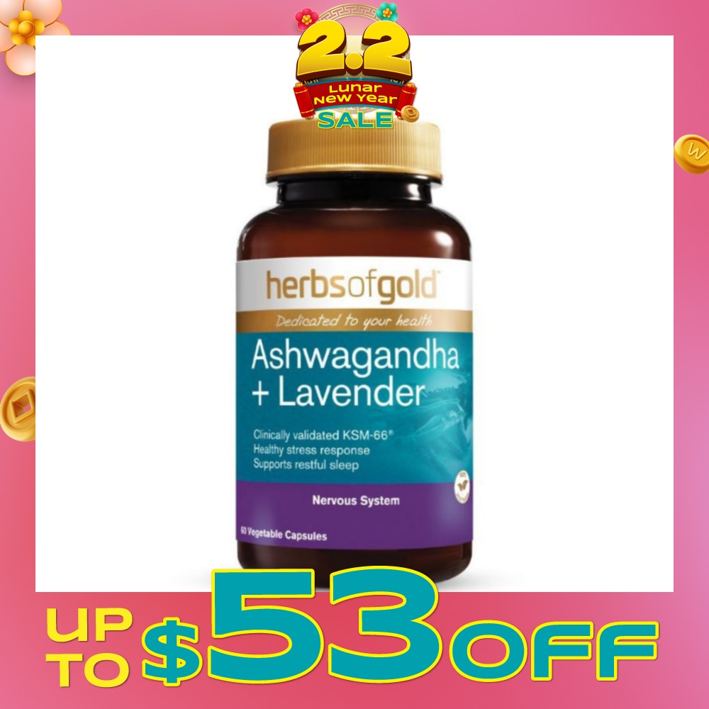 Ashwagandha + Lavender Vegetable Capsule (For Mental Wellness, Stress Relief, Relaxation & Sleep) 60s