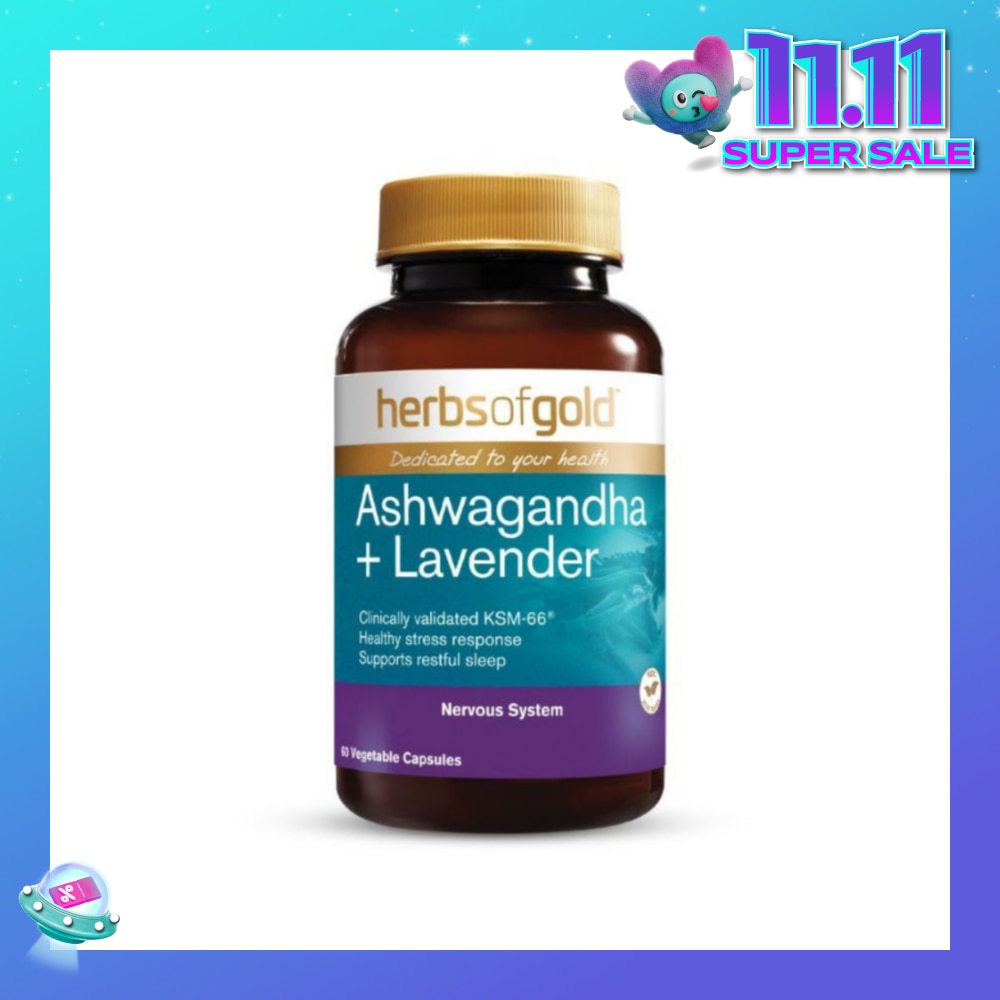 Ashwagandha + Lavender Vegetable Capsule (For Mental Wellness, Stress Relief, Relaxation & Sleep) 60s