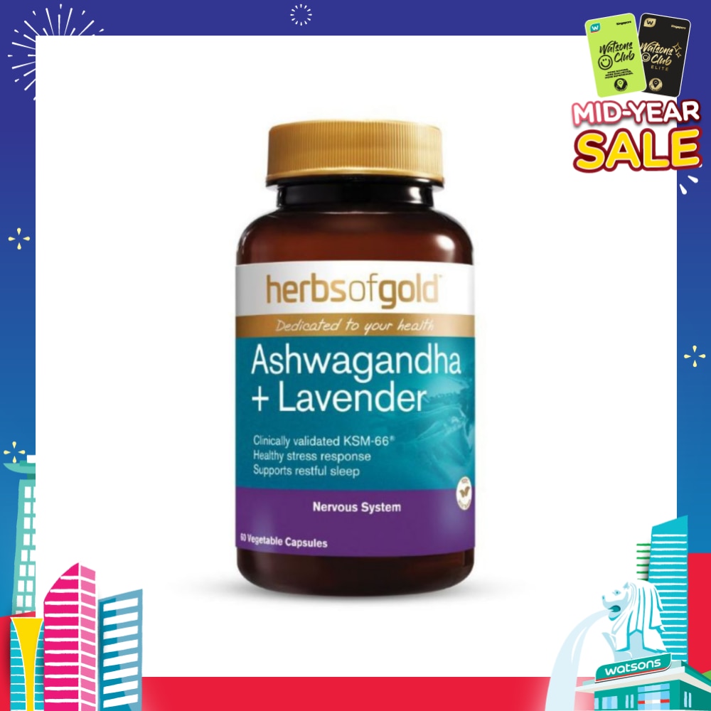 Ashwagandha + Lavender Vegetable Capsule (For Mental Wellness, Stress Relief, Relaxation & Sleep) 60s