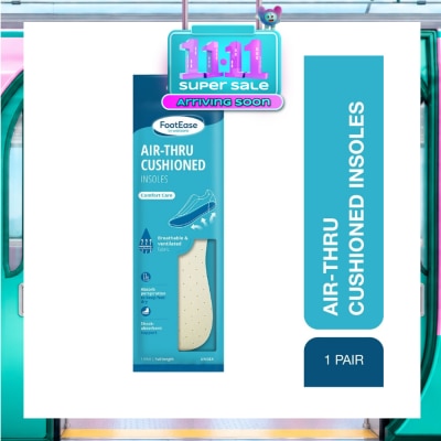 FOOTEASE BY WATSONS Air Thru Cushioned Insoles Unisex Pair (Comfort Care, Breathable & Ventilated Fabric) 1s image