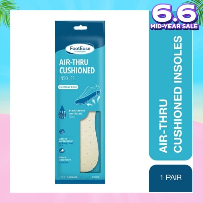 FOOTEASE BY WATSONS Air-Thru Cushioned Insoles Unisex Pair (Comfort Care, Breathable & Ventilated Fabric) 1s
