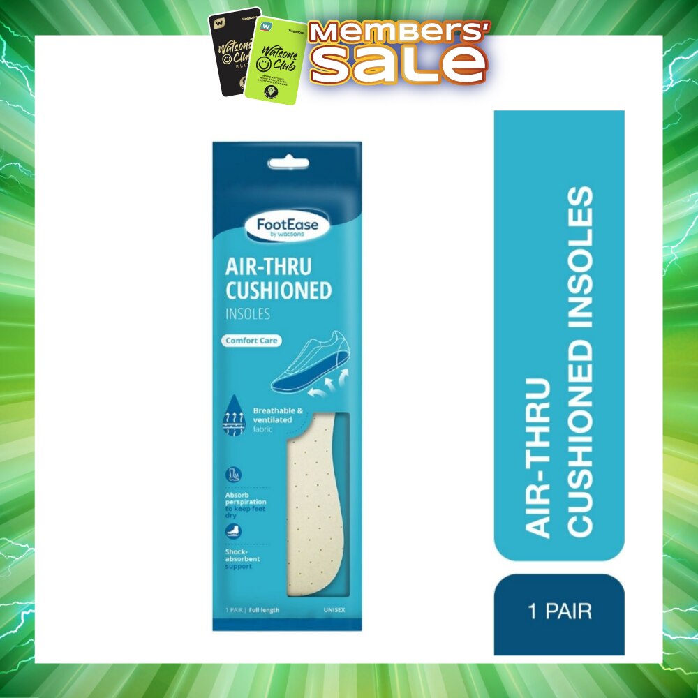 Air-Thru Cushioned Insoles Unisex Pair (Comfort Care, Breathable & Ventilated Fabric) 1s
