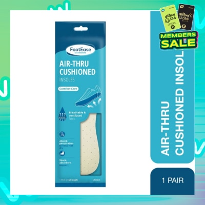 FOOTEASE BY WATSONS Air-Thru Cushioned Insoles Unisex Pair (Comfort Care, Breathable & Ventilated Fabric) 1s