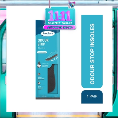 FOOTEASE BY WATSONS Odour Stop Insoles Unisex Pair (Comfort Care & Activated Charcoal) 1s image