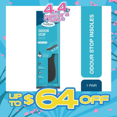 FOOTEASE BY WATSONS - Odour Stop Insoles Unisex Pair (Comfort Care & Activated Charcoal) 1s