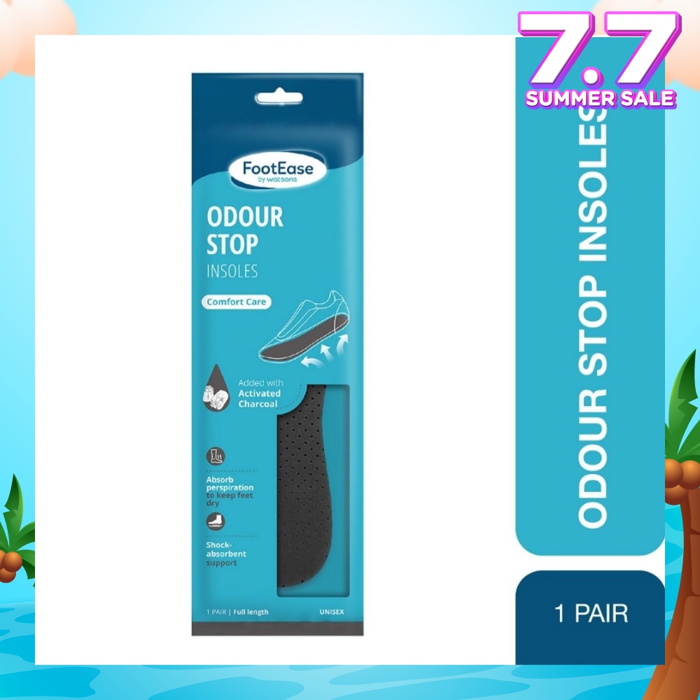 Odour Stop Insoles Unisex Pair (Comfort Care & Activated Charcoal) 1s