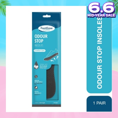 FOOTEASE BY WATSONS Odour Stop Insoles Unisex Pair (Comfort Care & Activated Charcoal) 1s