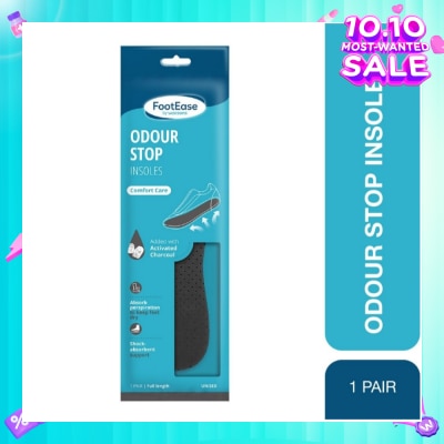 FOOTEASE BY WATSONS Odour Stop Insoles Unisex Pair (Comfort Care & Activated Charcoal) 1s