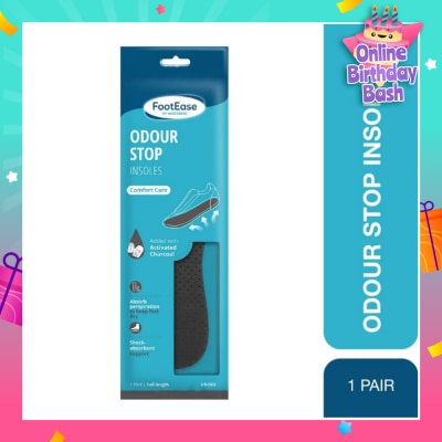 FOOTEASE BY WATSONS Odour Stop Insoles Unisex Pair (Comfort Care & Activated Charcoal) 1s