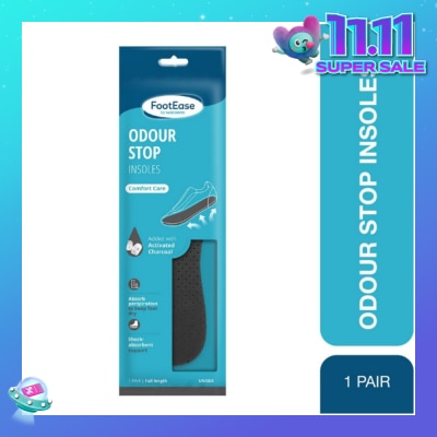 FOOTEASE BY WATSONS Odour Stop Insoles Unisex Pair (Comfort Care & Activated Charcoal) 1s