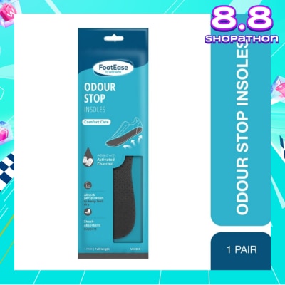 FOOTEASE BY WATSONS Odour Stop Insoles Unisex Pair (Comfort Care & Activated Charcoal) 1s