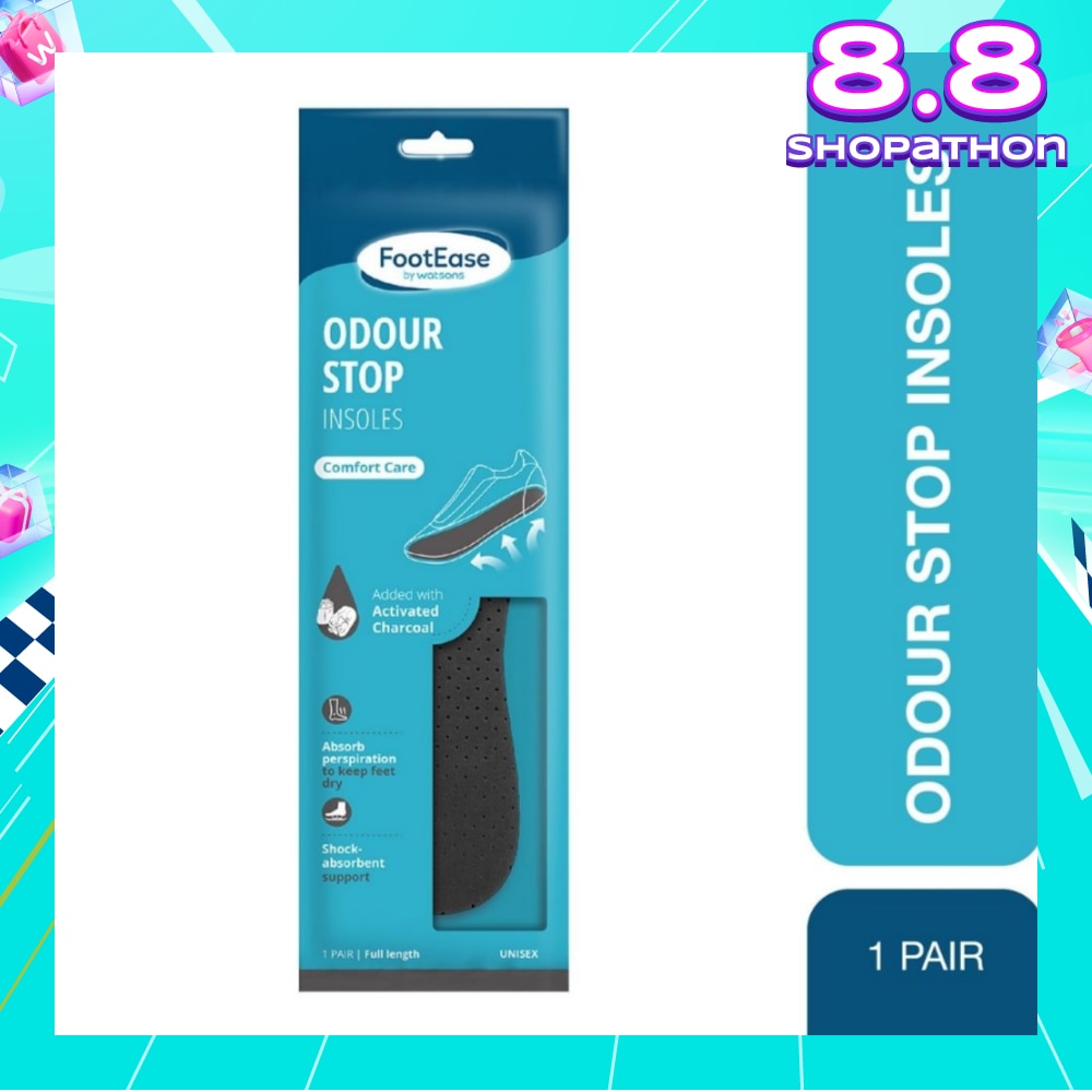 Odour Stop Insoles Unisex Pair (Comfort Care & Activated Charcoal) 1s