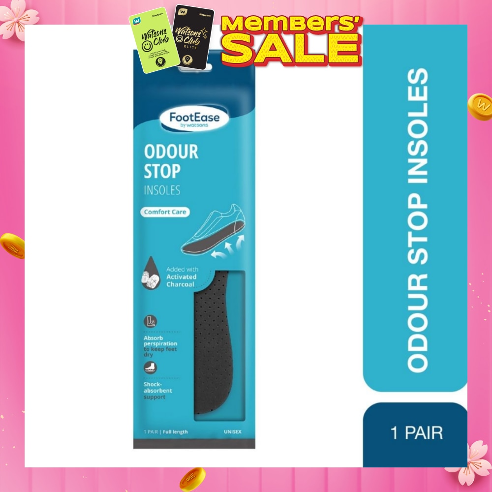 Odour Stop Insoles Unisex Pair (Comfort Care & Activated Charcoal) 1s