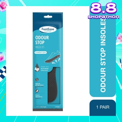 FOOTEASE BY WATSONS Odour Stop Insoles Unisex Pair (Comfort Care & Activated Charcoal) 1s