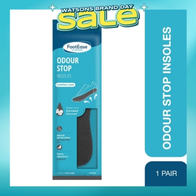 FOOTEASE BY WATSONS - Odour Stop Insoles Unisex Pair (Comfort Care & Activated Charcoal) 1s