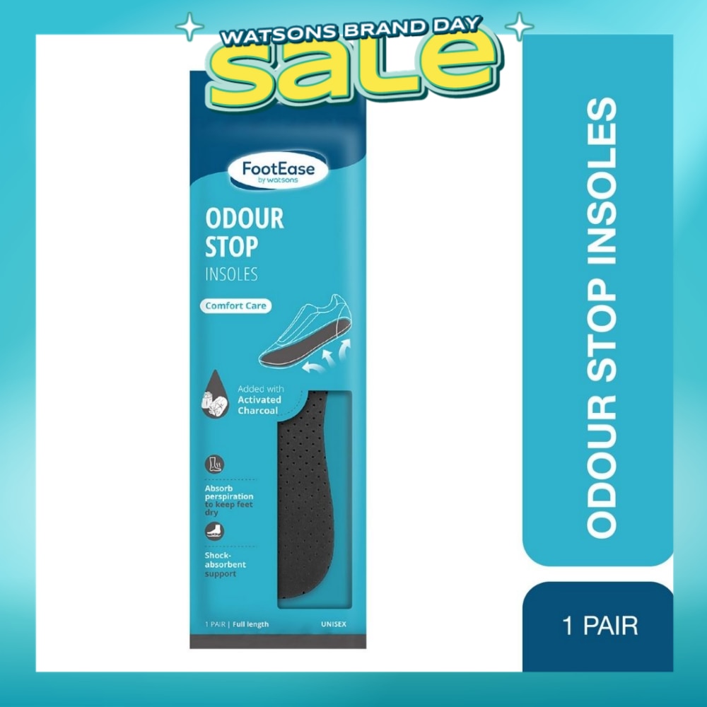 Odour Stop Insoles Unisex Pair (Comfort Care & Activated Charcoal) 1s