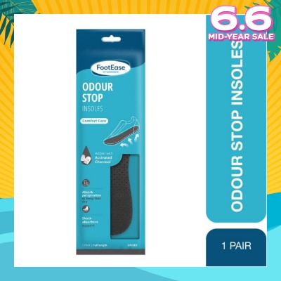 FOOTEASE BY WATSONS Odour Stop Insoles Unisex Pair (Comfort Care & Activated Charcoal) 1s