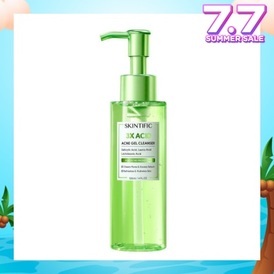 SKINTIFIC 3X Acid Acne Gel Cleanser (To Cleans Pores & Excess Sebums, Hydrates Skin & Refreshes) 120ml