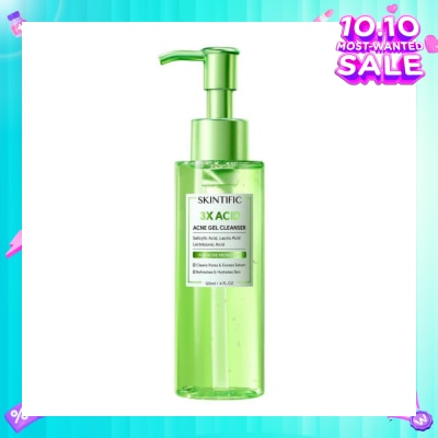 SKINTIFIC 3X Acid Acne Gel Cleanser (To Cleans Pores & Excess Sebums, Hydrates Skin & Refreshes) 120ml