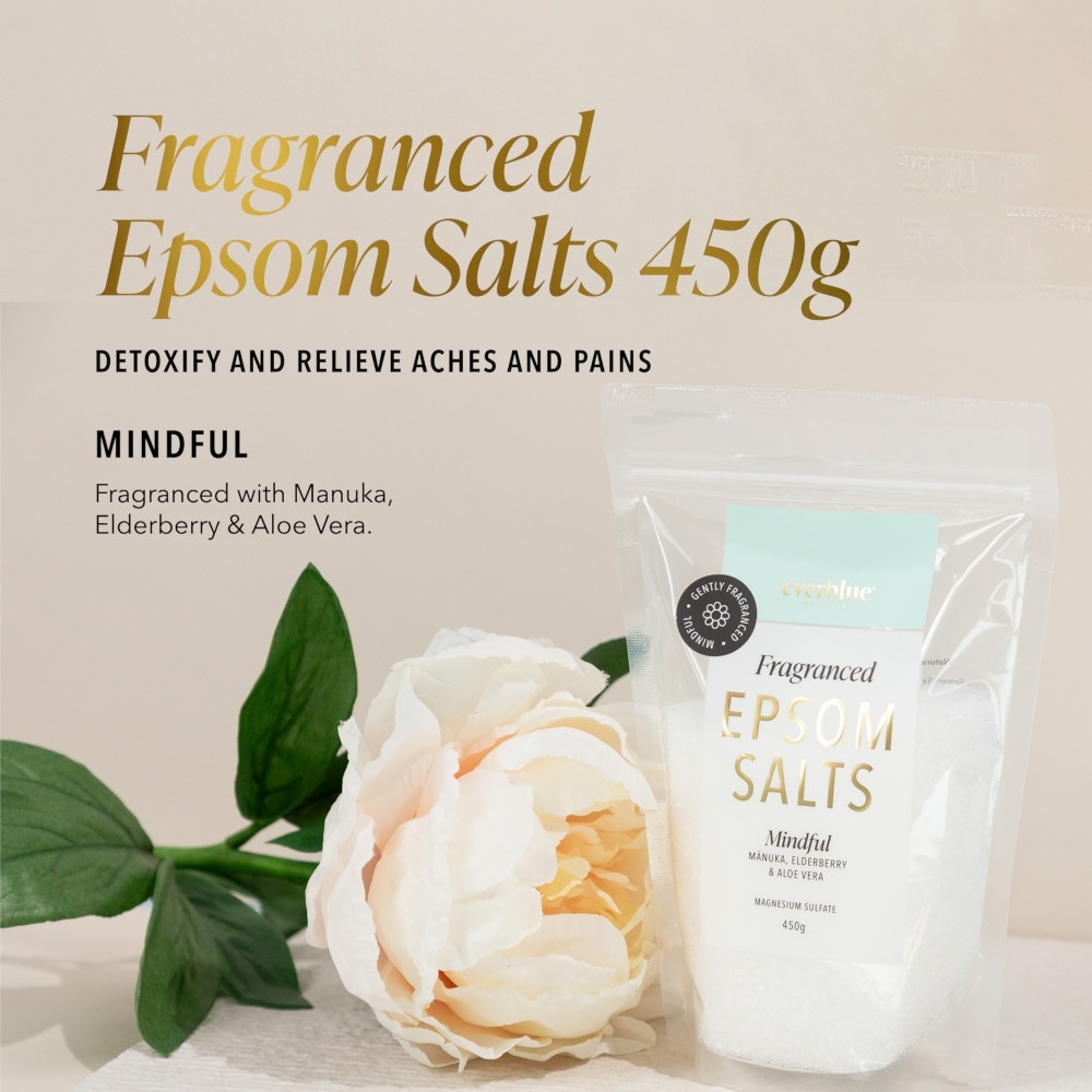 Fragranced Epsom Salts Natural Magnesium Sulfate Mindful (Manuka, Elderberry & Aloe Vera) 450g