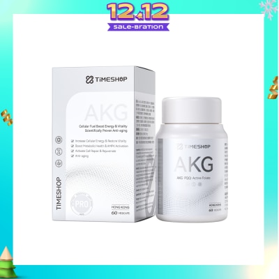 TIMESHOP AKG Vegicap (To Cellular Fuel Boost Energy & Vitality, Boost Metabolic Health & AMPK Activation, Activate Cell Repair & Rejuvenate & Anti-Aging) 60s