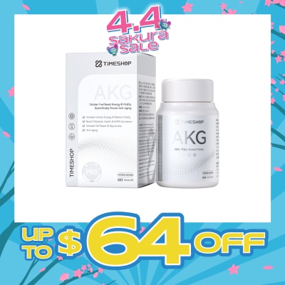 TIMESHOP - AKG Vegicap (To Cellular Fuel Boost Energy & Vitality, Boost Metabolic Health & AMPK Activation, Activate Cell Repair & Rejuvenate & Anti-Aging) 60s