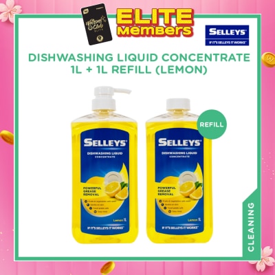 SELLEYS Dishwashing Liquid Concentrate Lemon Twin Pack (1L + 1L Refill) 1s