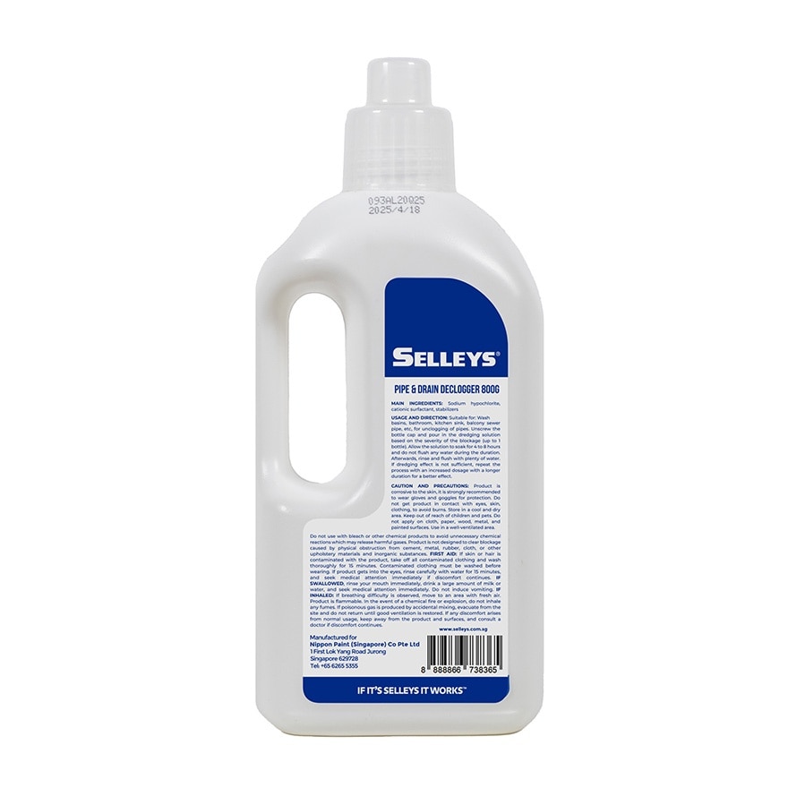 Pipe & Drain Declogger (Kills 99.9% Bacteria, Removes Odour, Dissolves Hair & Grease For Smooth Flowing Drainage) 800g