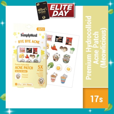SIMPLYHEAL Premium Hydrocolloid Acne Patch Meowlicious (Tea Tree Oil Added, Waterproof & Breathable) 17s image