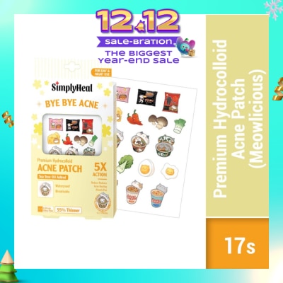 SIMPLYHEAL Premium Hydrocolloid Acne Patch Meowlicious (Tea Tree Oil Added, Waterproof & Breathable) 17s